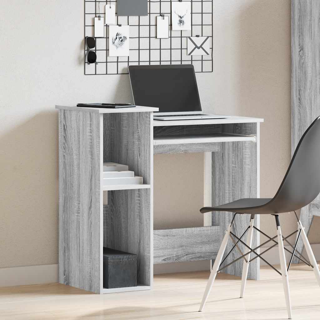 Bureau met schappen 84x40x78 cm bewerkt hout grijs sonoma is nu te koop bij PeponiXL, paradijselijk wonen!