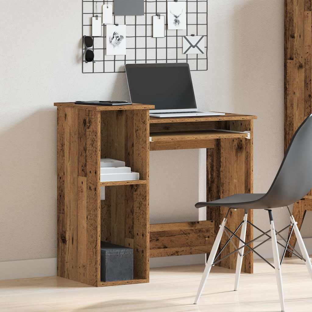 Bureau met schappen 84x40x78 cm bewerkt hout oud houtkleurig is nu te koop bij PeponiXL, paradijselijk wonen!