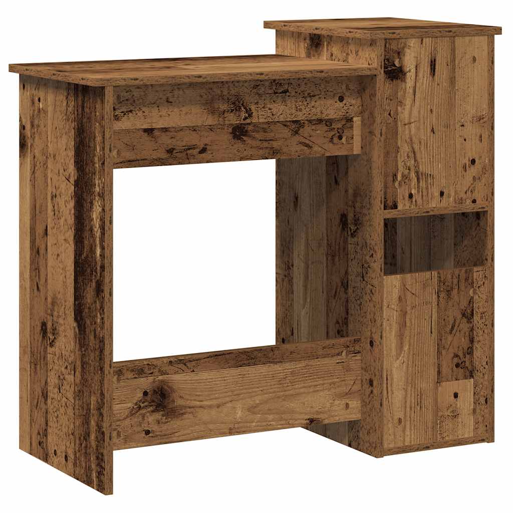Bureau met schappen 84x40x78 cm bewerkt hout oud houtkleurig is nu te koop bij PeponiXL, paradijselijk wonen!