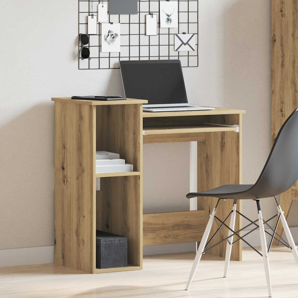 Bureau met schappen 84x40x78 cm bewerkt hout artisanaal eiken is nu te koop bij PeponiXL, paradijselijk wonen!