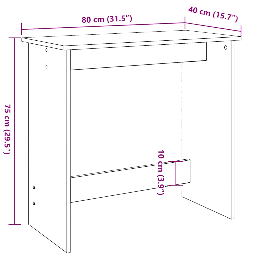 Bureau 80x40x75 cm bewerkt hout artisanaal eikenkleurig is nu te koop bij PeponiXL, paradijselijk wonen!