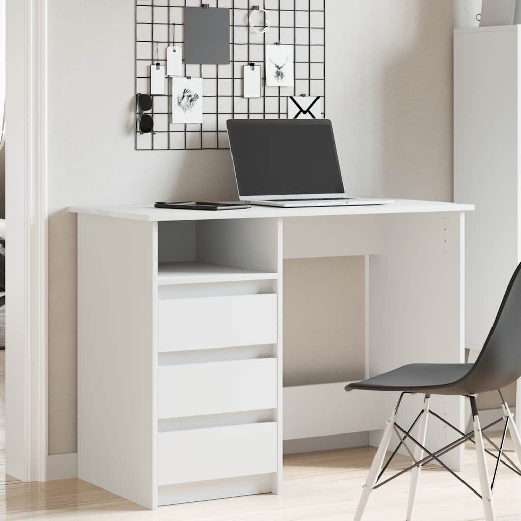 Bureau 102x50x75 cm bewerkt hout wit is nu te koop bij PeponiXL, paradijselijk wonen!