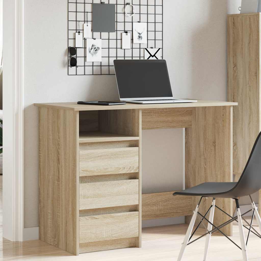 Bureau 102x50x75 cm bewerkt hout sonoma eikenkleurig is nu te koop bij PeponiXL, paradijselijk wonen!