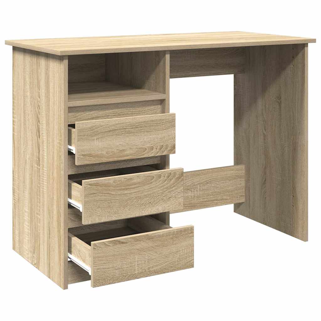 Bureau 102x50x75 cm bewerkt hout sonoma eikenkleurig is nu te koop bij PeponiXL, paradijselijk wonen!