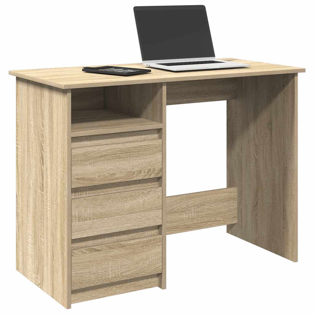 Bureau 102x50x75 cm bewerkt hout sonoma eikenkleurig is nu te koop bij PeponiXL, paradijselijk wonen!