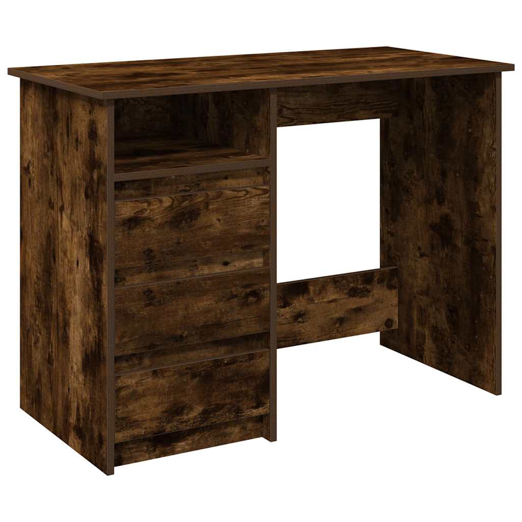 Bureau 102x50x75 cm bewerkt hout gerookt eikenkleurig is nu te koop bij PeponiXL, paradijselijk wonen!