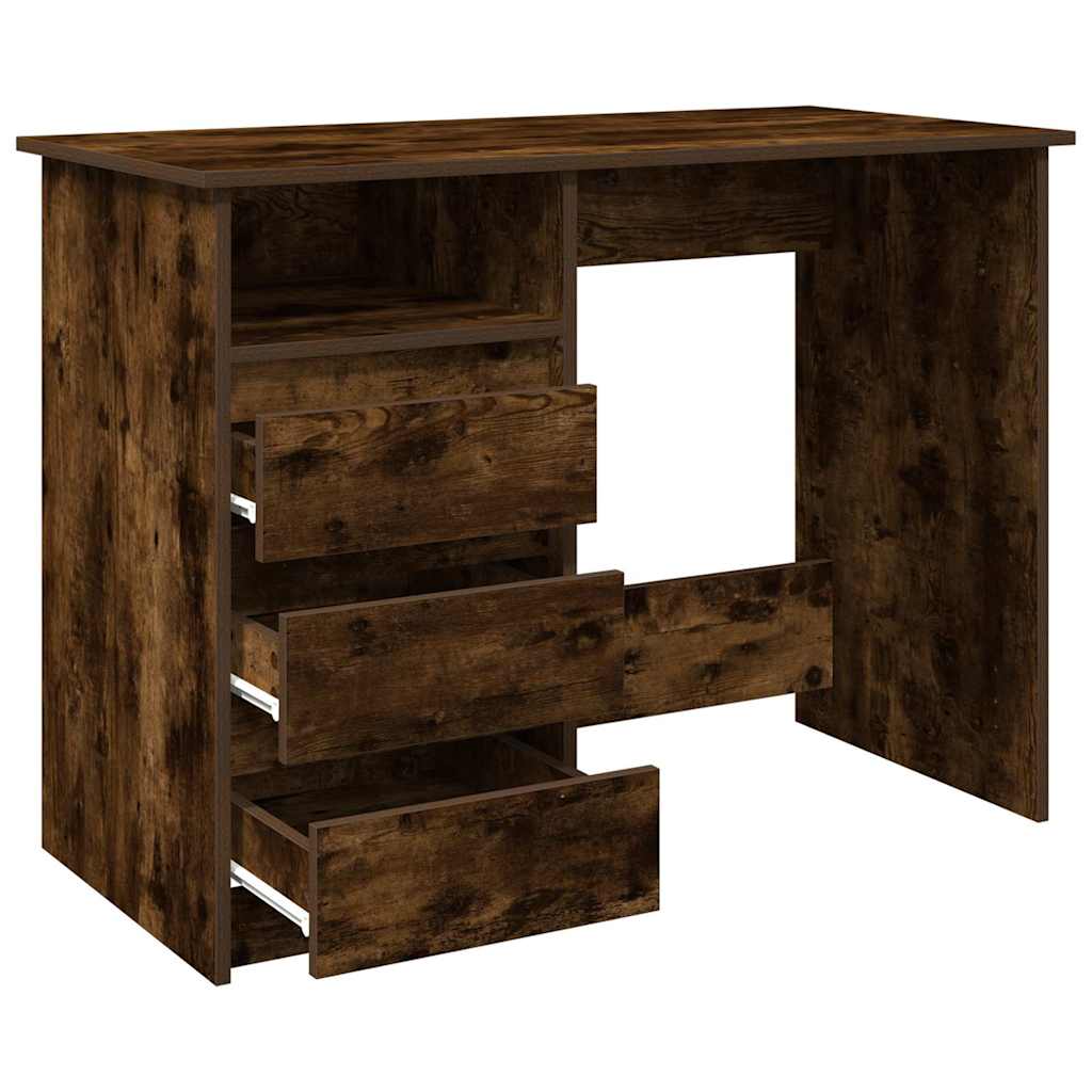 Bureau 102x50x75 cm bewerkt hout gerookt eikenkleurig is nu te koop bij PeponiXL, paradijselijk wonen!