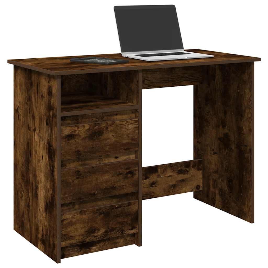 Bureau 102x50x75 cm bewerkt hout gerookt eikenkleurig is nu te koop bij PeponiXL, paradijselijk wonen!
