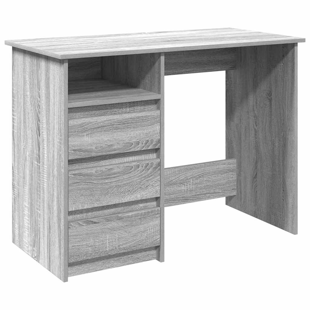 Bureau 102x50x75 cm bewerkt hout grijs sonoma eikenkleurig is nu te koop bij PeponiXL, paradijselijk wonen!