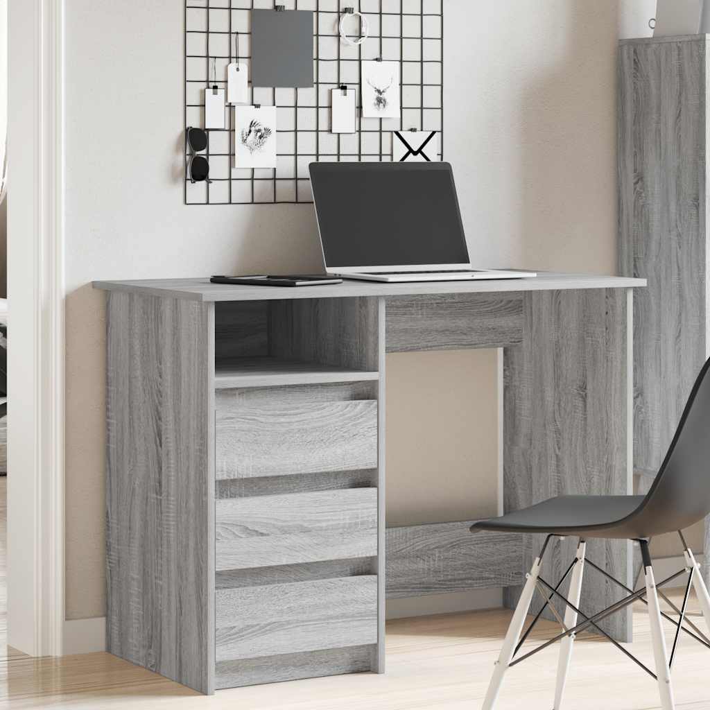 Bureau 102x50x75 cm bewerkt hout grijs sonoma eikenkleurig is nu te koop bij PeponiXL, paradijselijk wonen!