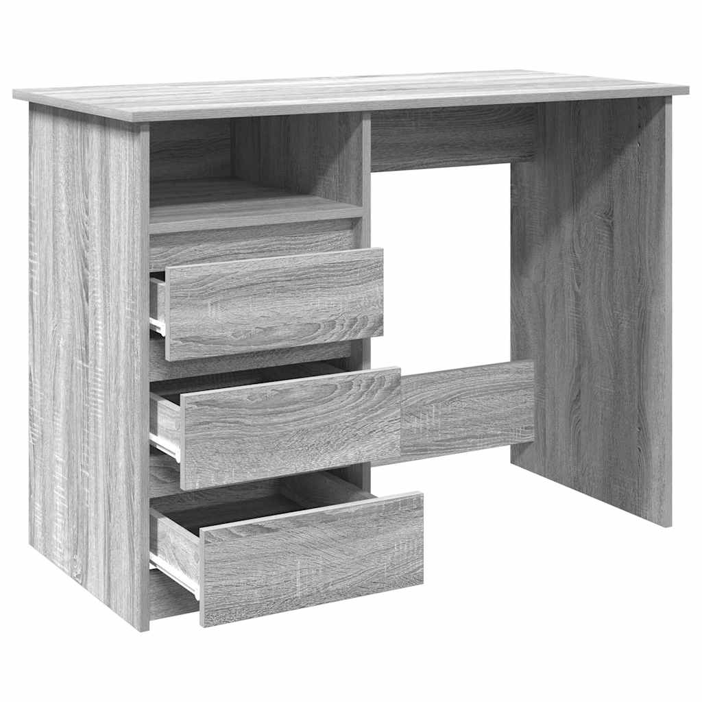 Bureau 102x50x75 cm bewerkt hout grijs sonoma eikenkleurig is nu te koop bij PeponiXL, paradijselijk wonen!