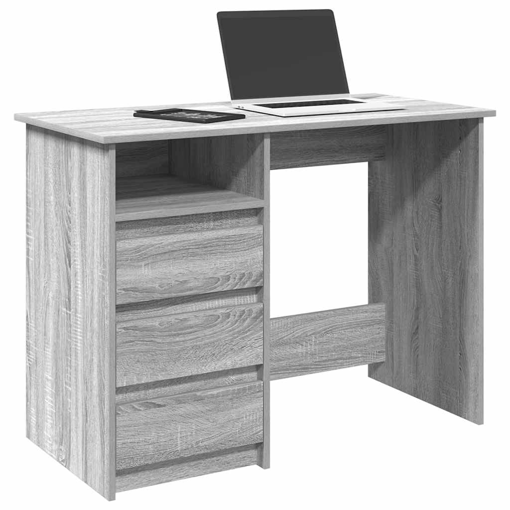 Bureau 102x50x75 cm bewerkt hout grijs sonoma eikenkleurig is nu te koop bij PeponiXL, paradijselijk wonen!