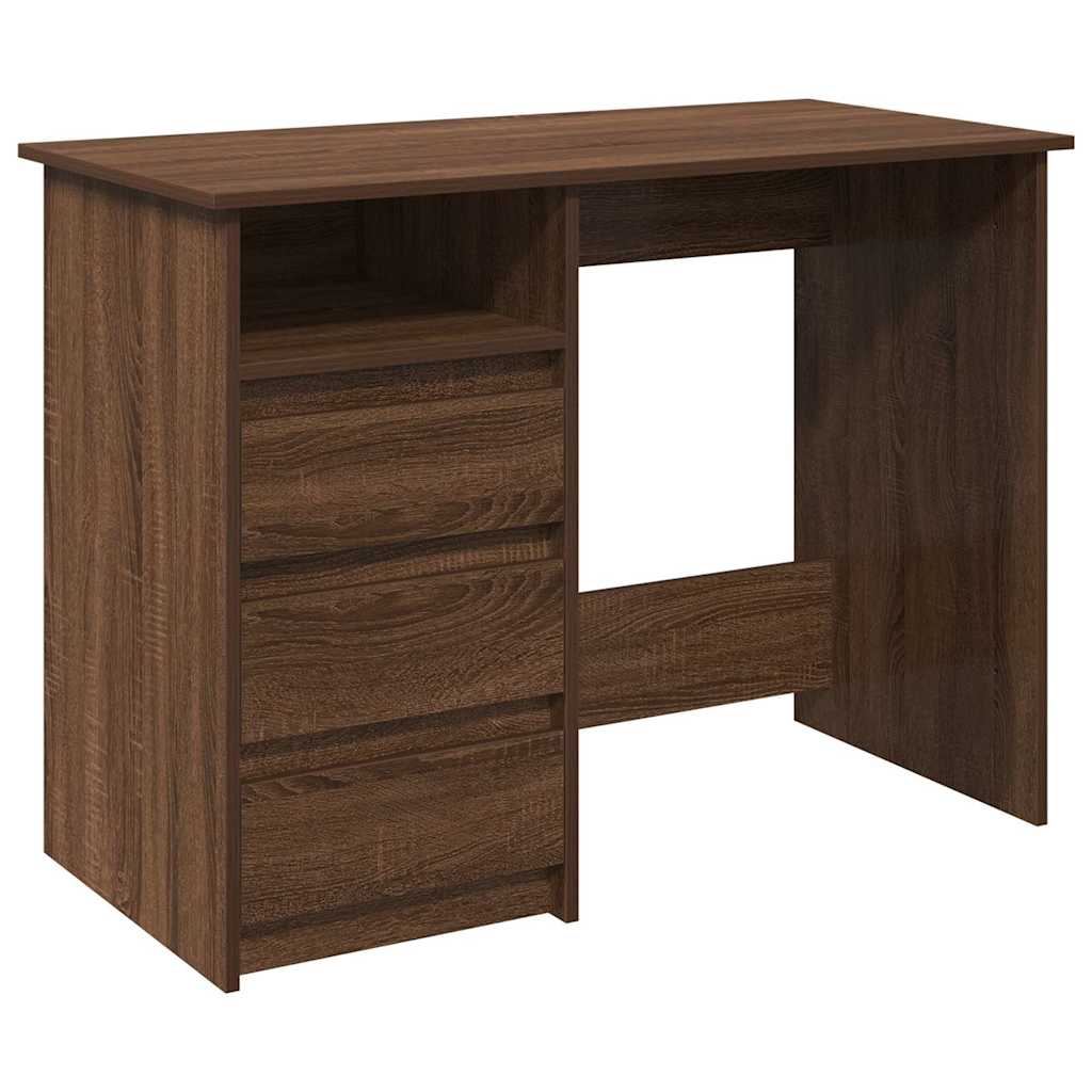 Bureau 102x50x75 cm bewerkt hout bruin eikenkleurig is nu te koop bij PeponiXL, paradijselijk wonen!