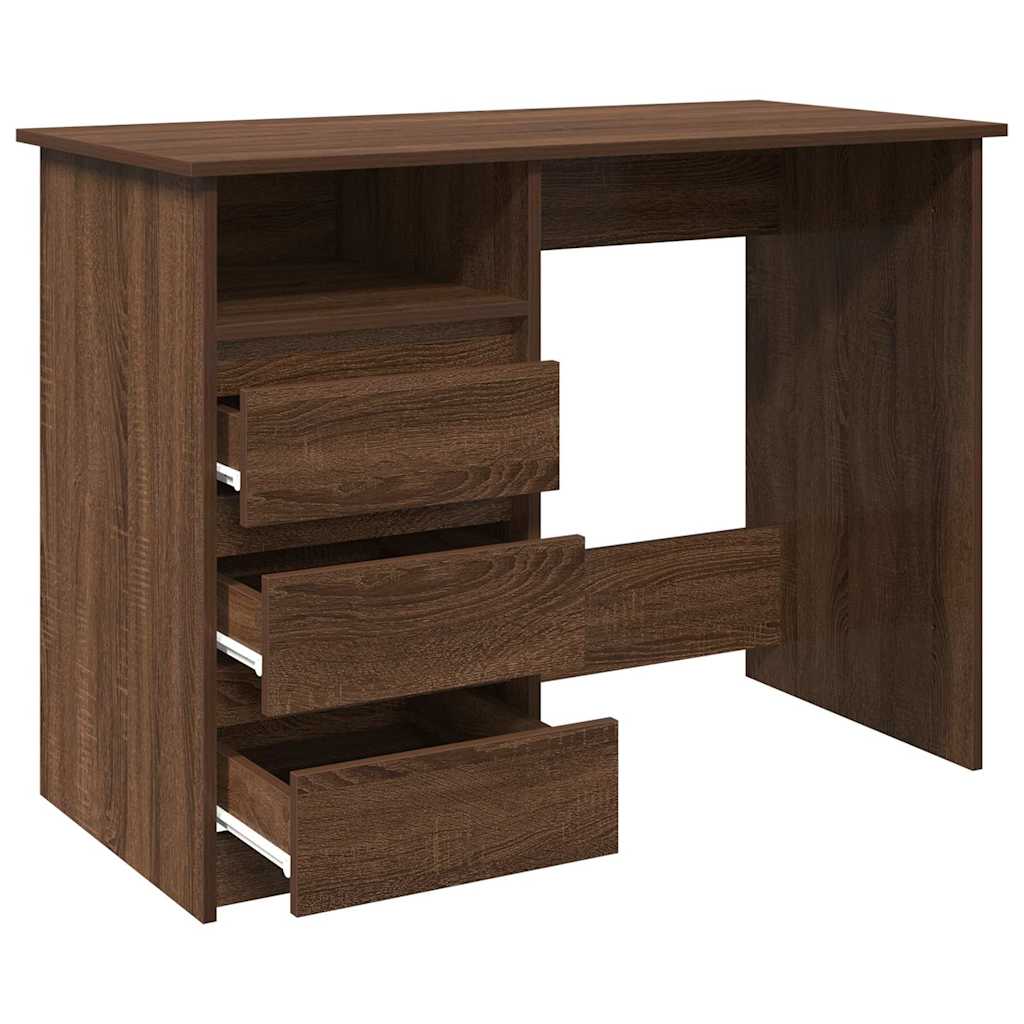 Bureau 102x50x75 cm bewerkt hout bruin eikenkleurig is nu te koop bij PeponiXL, paradijselijk wonen!