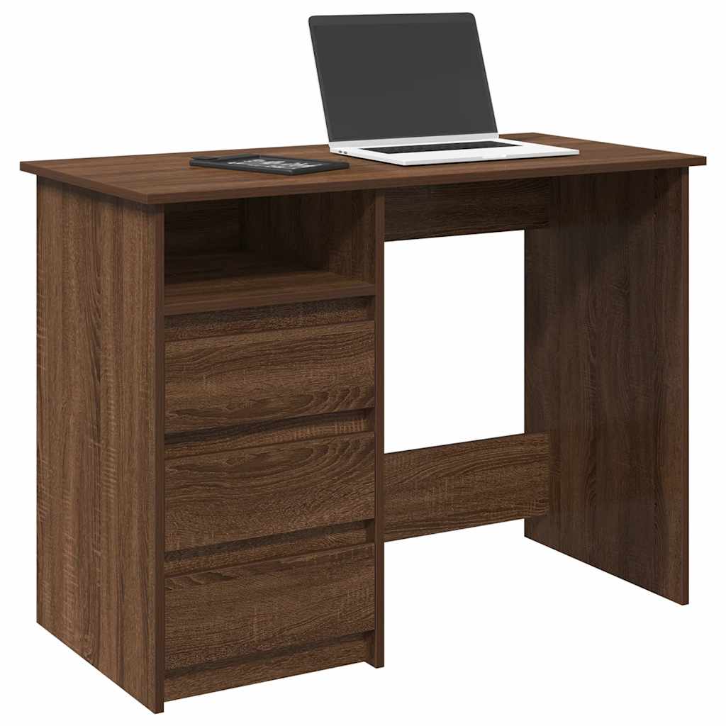 Bureau 102x50x75 cm bewerkt hout bruin eikenkleurig is nu te koop bij PeponiXL, paradijselijk wonen!
