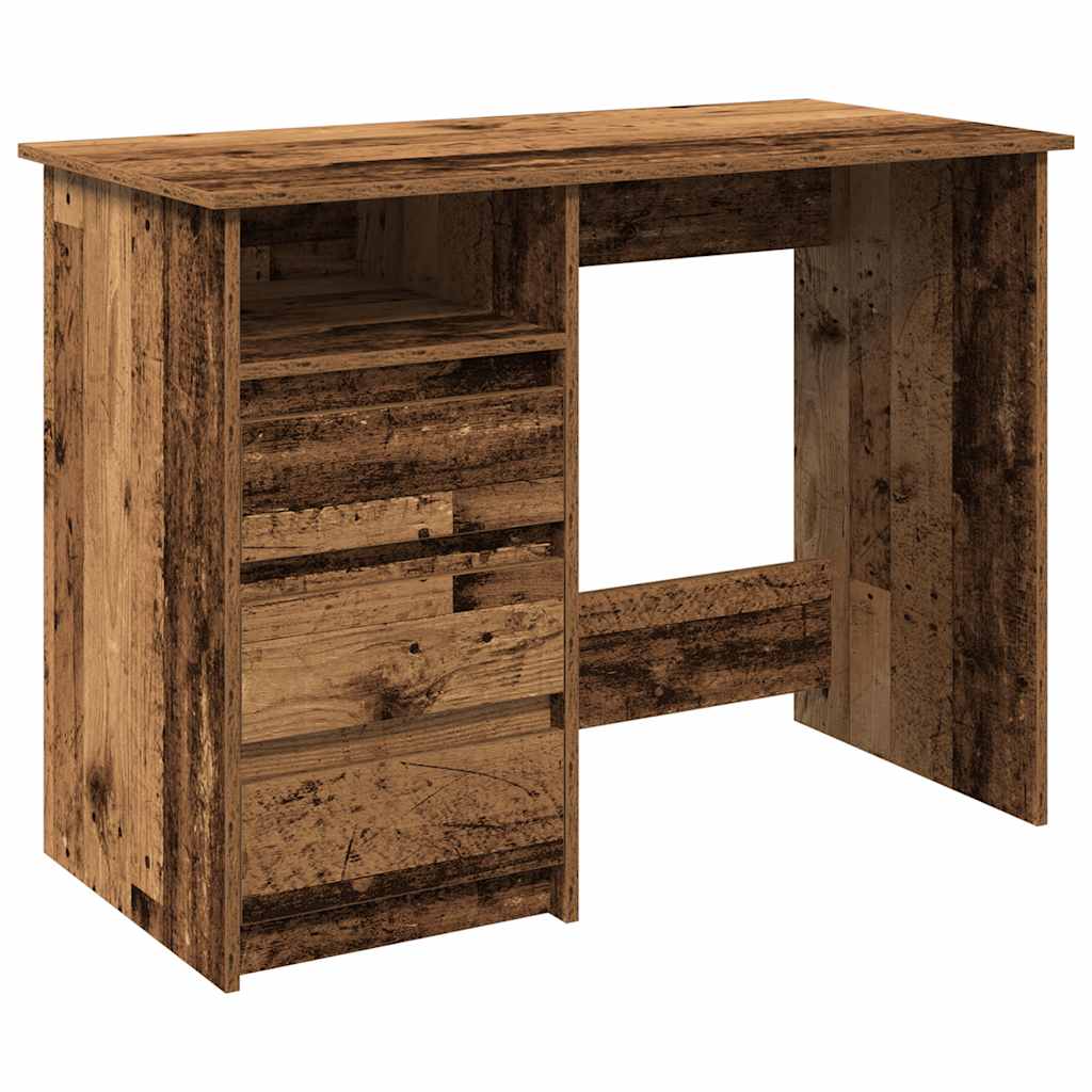 Bureau 102x50x75 cm bewerkt hout oud houtkleurig is nu te koop bij PeponiXL, paradijselijk wonen!