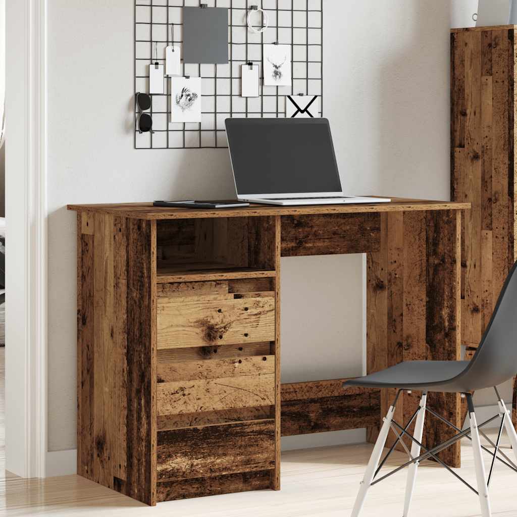 Bureau 102x50x75 cm bewerkt hout oud houtkleurig is nu te koop bij PeponiXL, paradijselijk wonen!