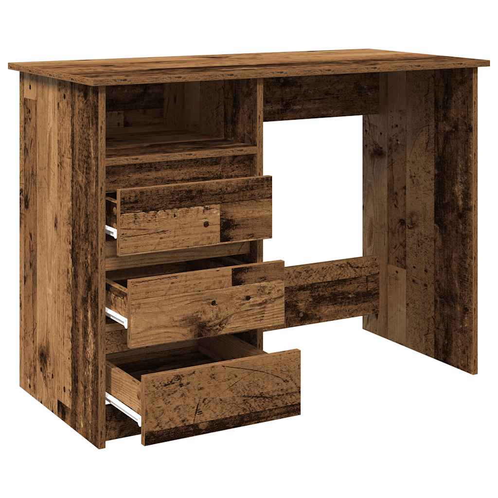 Bureau 102x50x75 cm bewerkt hout oud houtkleurig is nu te koop bij PeponiXL, paradijselijk wonen!