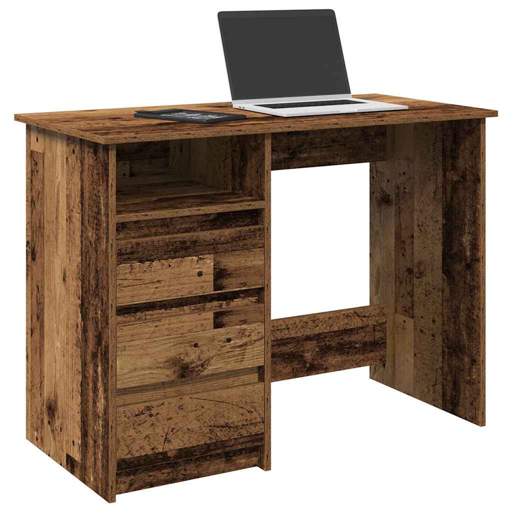 Bureau 102x50x75 cm bewerkt hout oud houtkleurig is nu te koop bij PeponiXL, paradijselijk wonen!