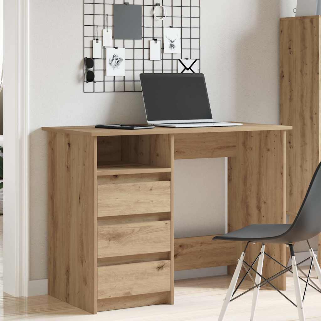 Bureau 102x50x75 cm bewerkt hout artisanaal eikenkleurig is nu te koop bij PeponiXL, paradijselijk wonen!