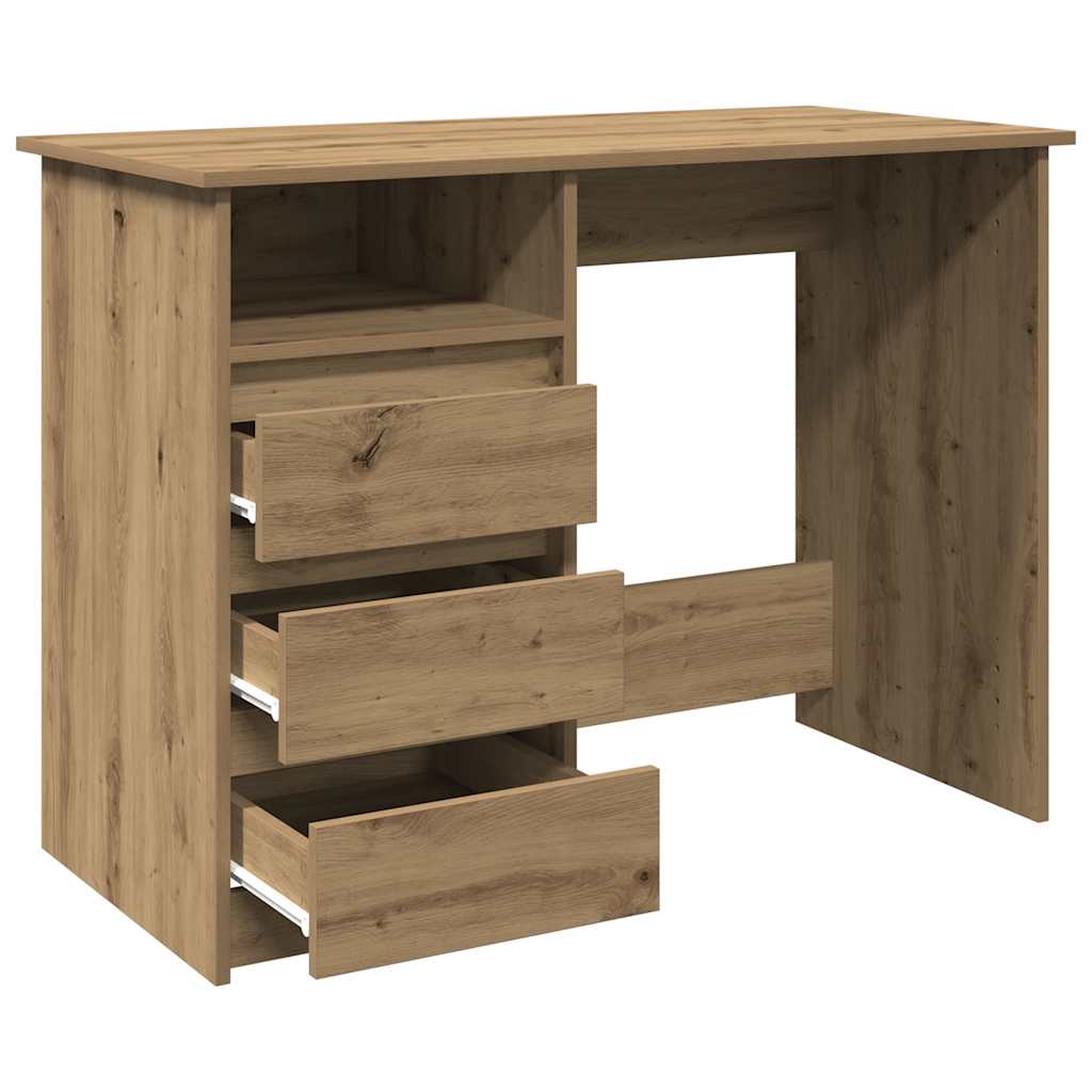 Bureau 102x50x75 cm bewerkt hout artisanaal eikenkleurig is nu te koop bij PeponiXL, paradijselijk wonen!