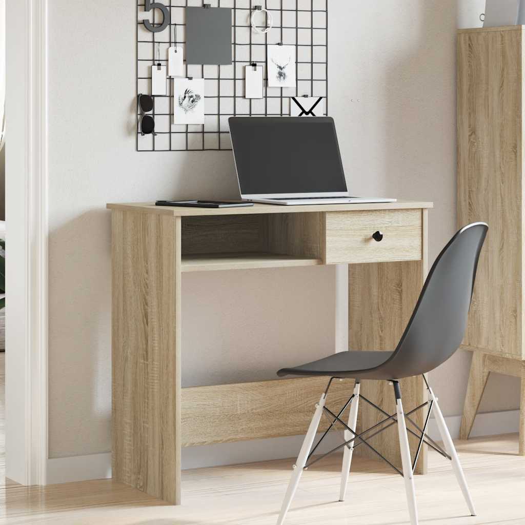 Bureau 80x40x75 cm bewerkt hout sonoma eikenkleurig is nu te koop bij PeponiXL, paradijselijk wonen!