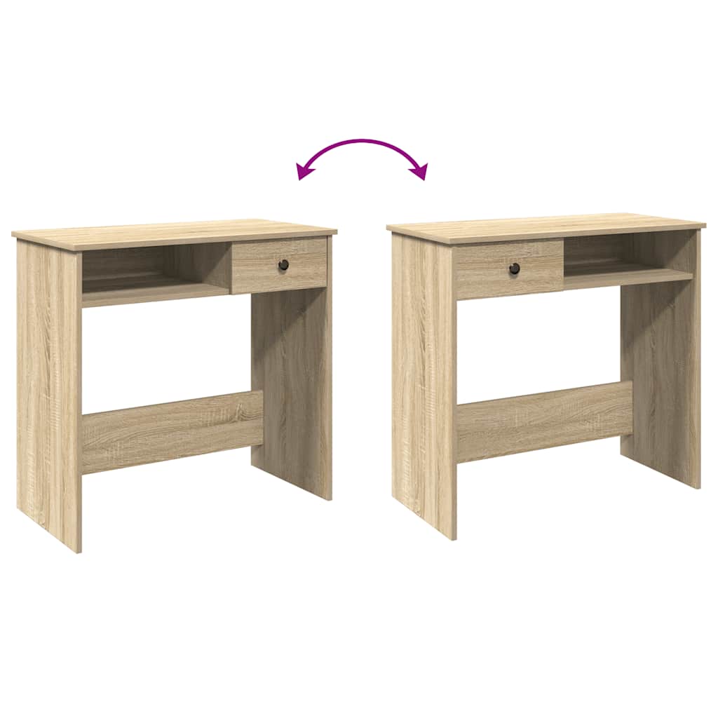 Bureau 80x40x75 cm bewerkt hout sonoma eikenkleurig is nu te koop bij PeponiXL, paradijselijk wonen!