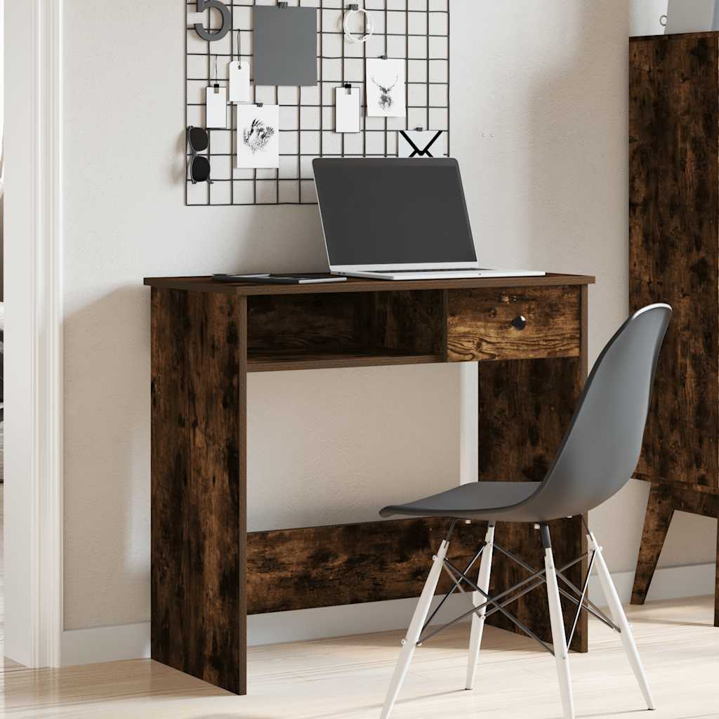 Bureau 80x40x75 cm bewerkt hout gerookt eikenkleurig is nu te koop bij PeponiXL, paradijselijk wonen!