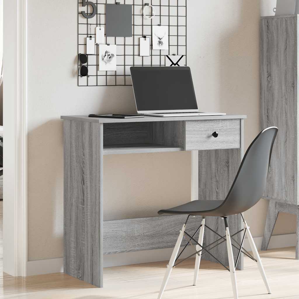 Bureau 80x40x75 cm bewerkt hout grijs sonoma eikenkleurig is nu te koop bij PeponiXL, paradijselijk wonen!
