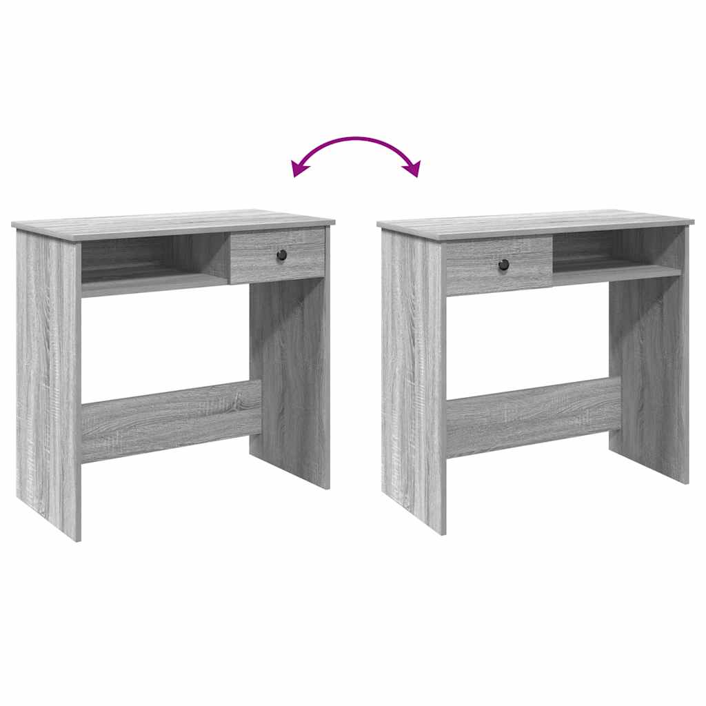 Bureau 80x40x75 cm bewerkt hout grijs sonoma eikenkleurig is nu te koop bij PeponiXL, paradijselijk wonen!