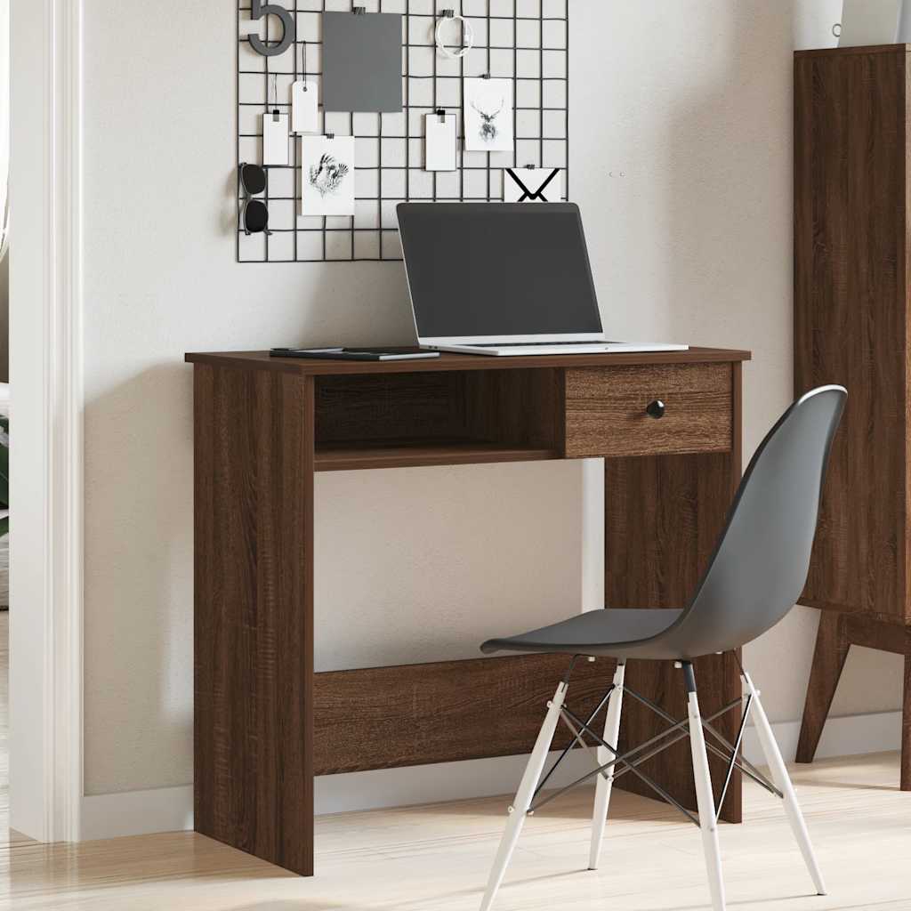 Bureau 80x40x75 cm bewerkt hout bruin eikenkleur is nu te koop bij PeponiXL, paradijselijk wonen!