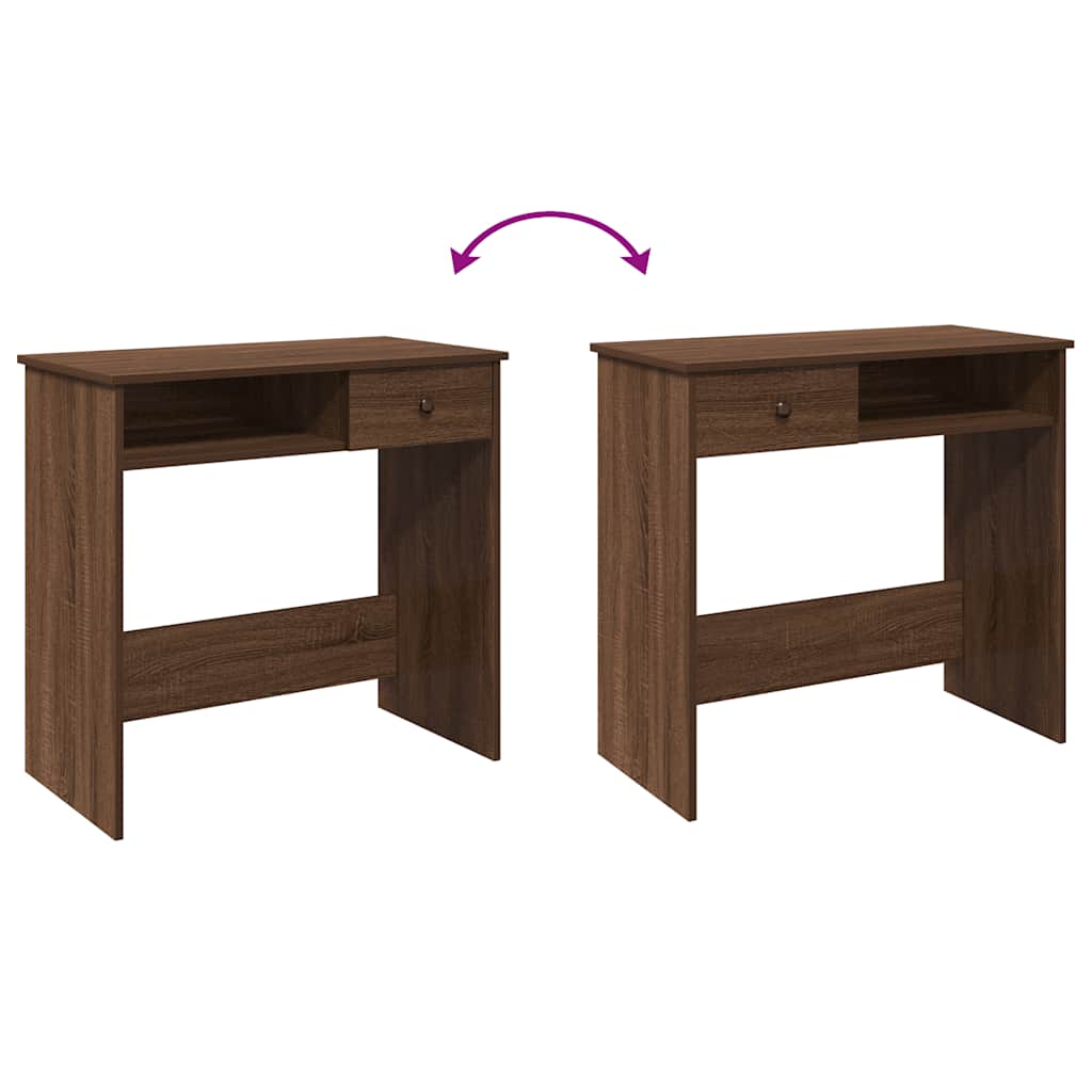 Bureau 80x40x75 cm bewerkt hout bruin eikenkleur is nu te koop bij PeponiXL, paradijselijk wonen!
