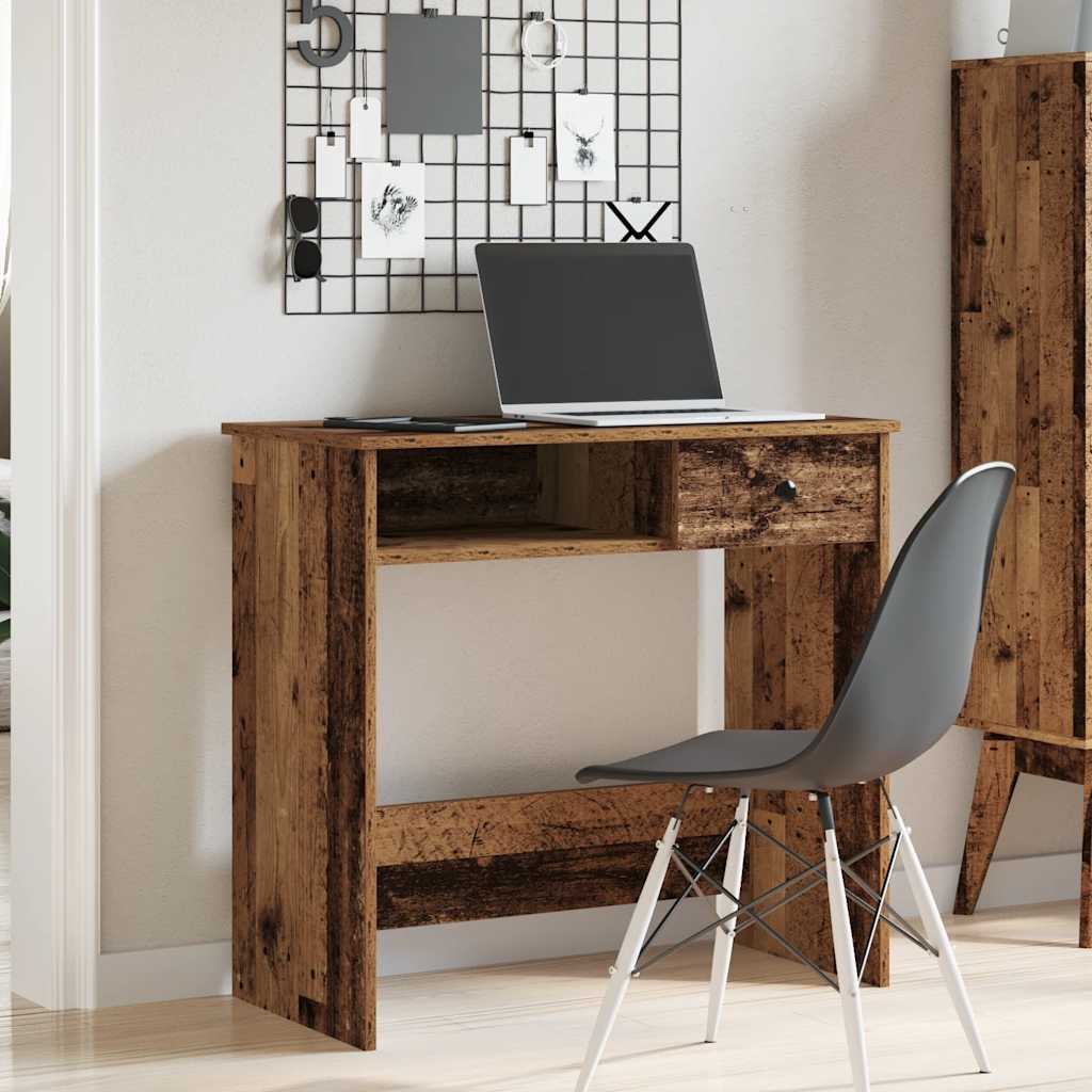 Bureau 80x40x75 cm bewerkt hout oud houtkleurig is nu te koop bij PeponiXL, paradijselijk wonen!