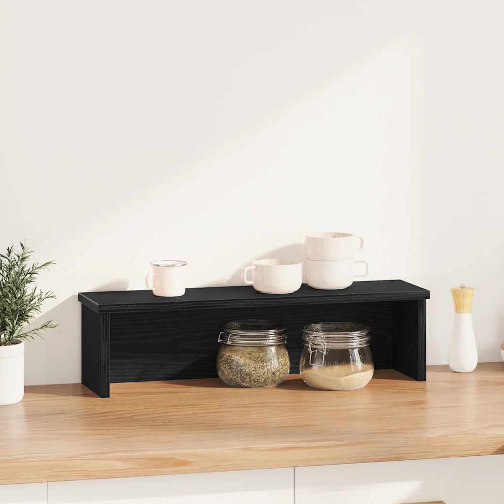 Keukenrek stapelbaar 50x15x16 cm bewerkt hout zwart is nu te koop bij PeponiXL, paradijselijk wonen!