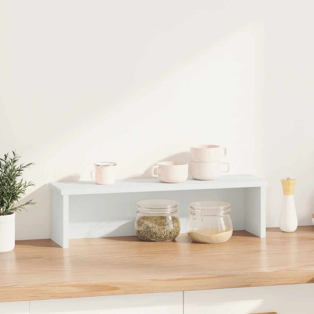 Keukenrek stapelbaar 60x15x16 cm bewerkt hout wit is nu te koop bij PeponiXL, paradijselijk wonen!