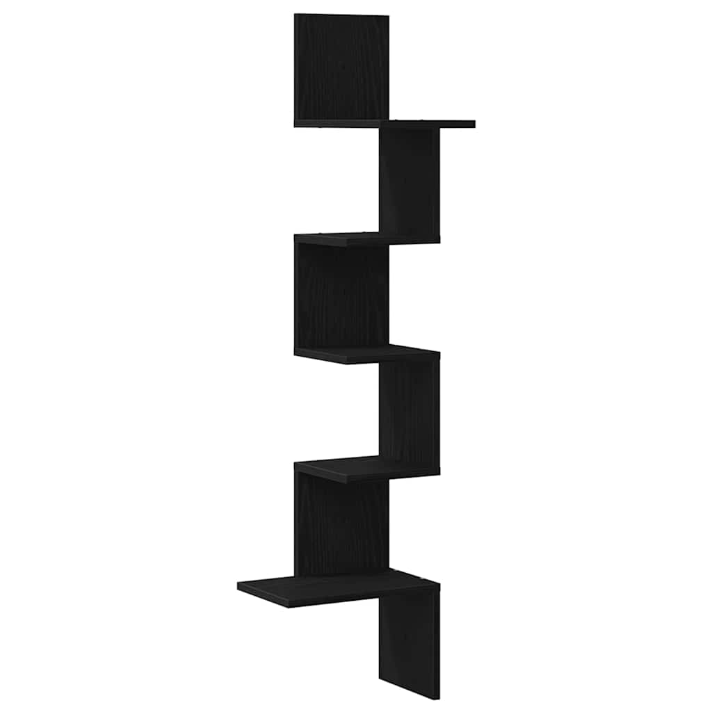 Hoekwandschap 32x32x127,5 cm bewerkt hout zwart is nu te koop bij PeponiXL, paradijselijk wonen!