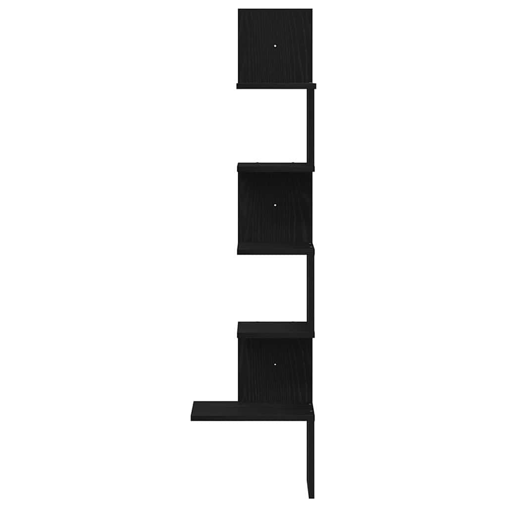 Hoekwandschap 32x32x127,5 cm bewerkt hout zwart is nu te koop bij PeponiXL, paradijselijk wonen!