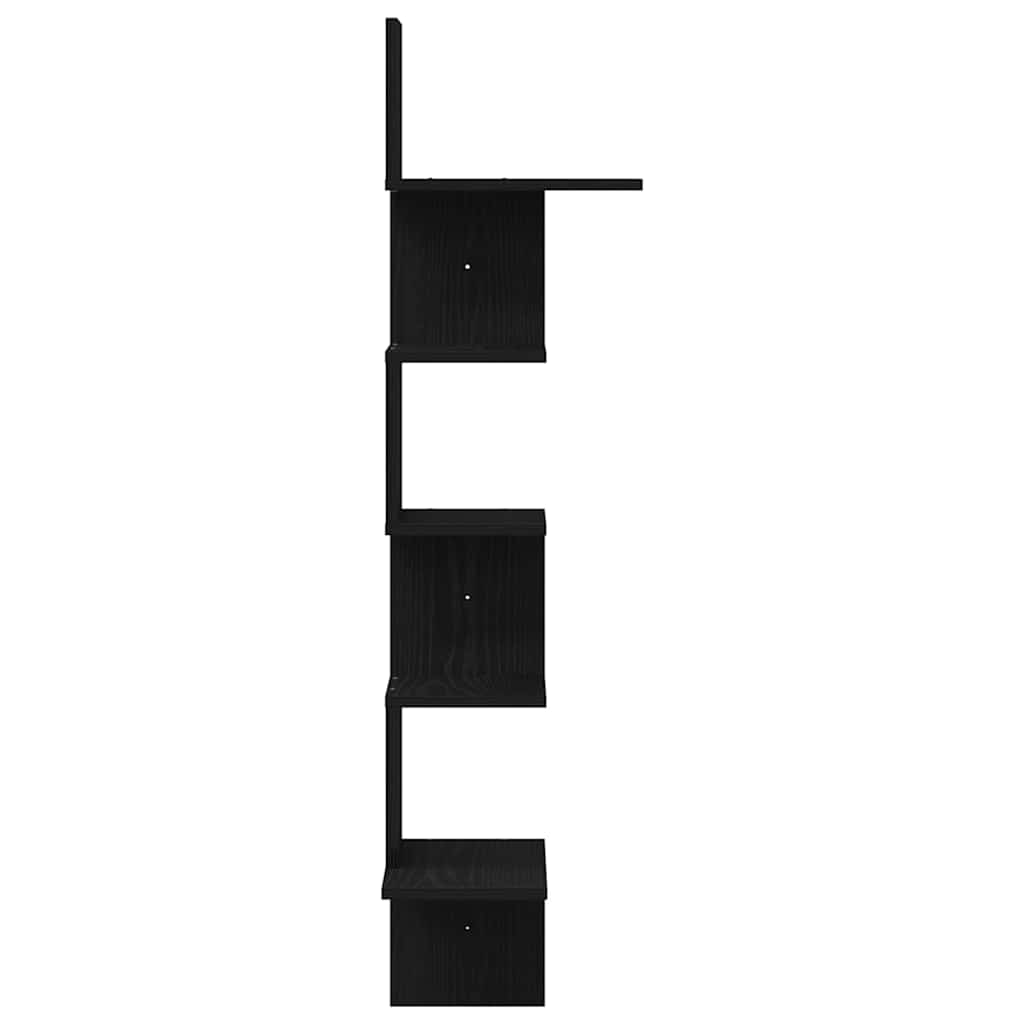 Hoekwandschap 32x32x127,5 cm bewerkt hout zwart is nu te koop bij PeponiXL, paradijselijk wonen!
