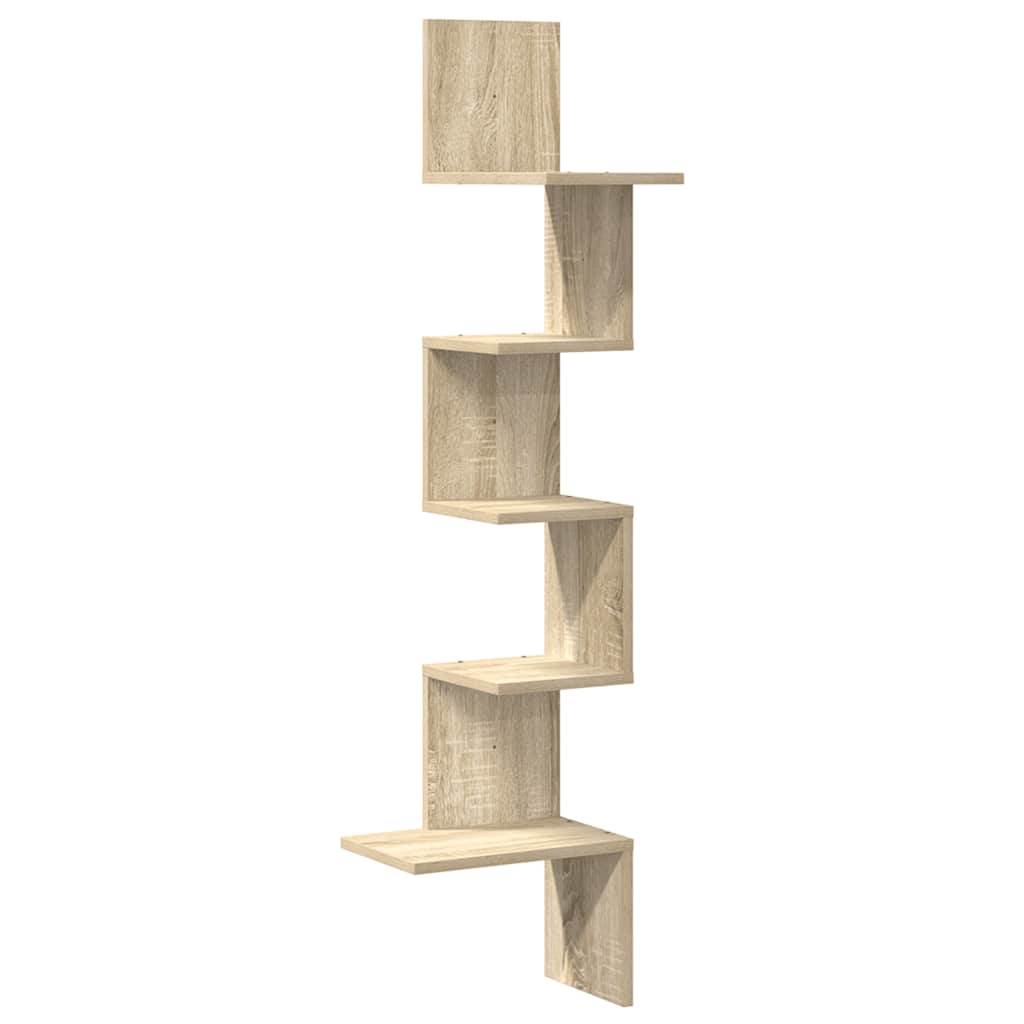 Hoekwandschap 32x32x127,5 cm bewerkt hout sonoma eikenkleurig is nu te koop bij PeponiXL, paradijselijk wonen!