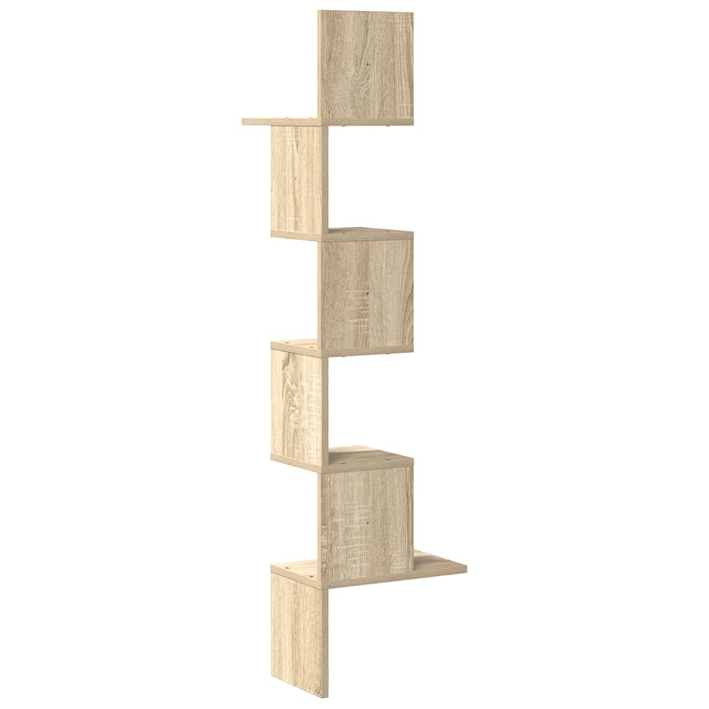 Hoekwandschap 32x32x127,5 cm bewerkt hout sonoma eikenkleurig is nu te koop bij PeponiXL, paradijselijk wonen!