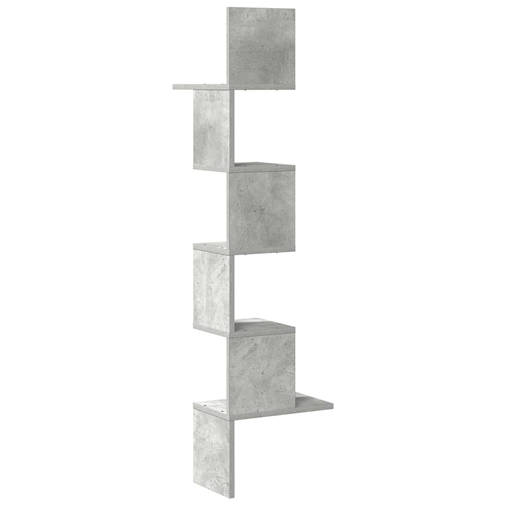 Hoekwandschap 32x32x127,5 cm bewerkt hout betongrijs is nu te koop bij PeponiXL, paradijselijk wonen!
