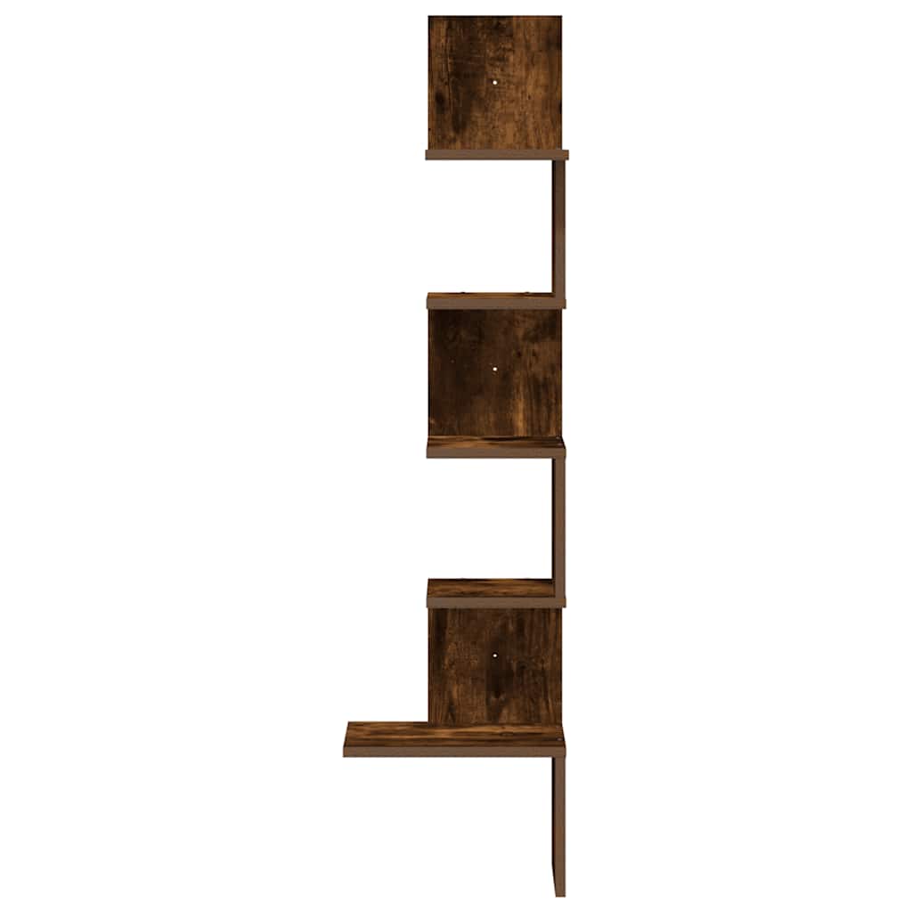 Hoekwandschap 32x32x127,5 cm bewerkt hout gerookt eikenkleurig is nu te koop bij PeponiXL, paradijselijk wonen!