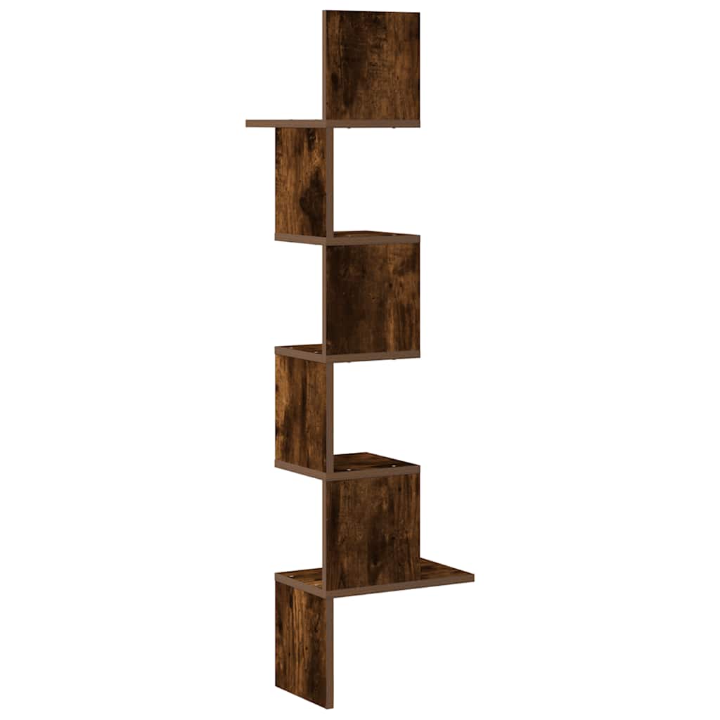 Hoekwandschap 32x32x127,5 cm bewerkt hout gerookt eikenkleurig is nu te koop bij PeponiXL, paradijselijk wonen!