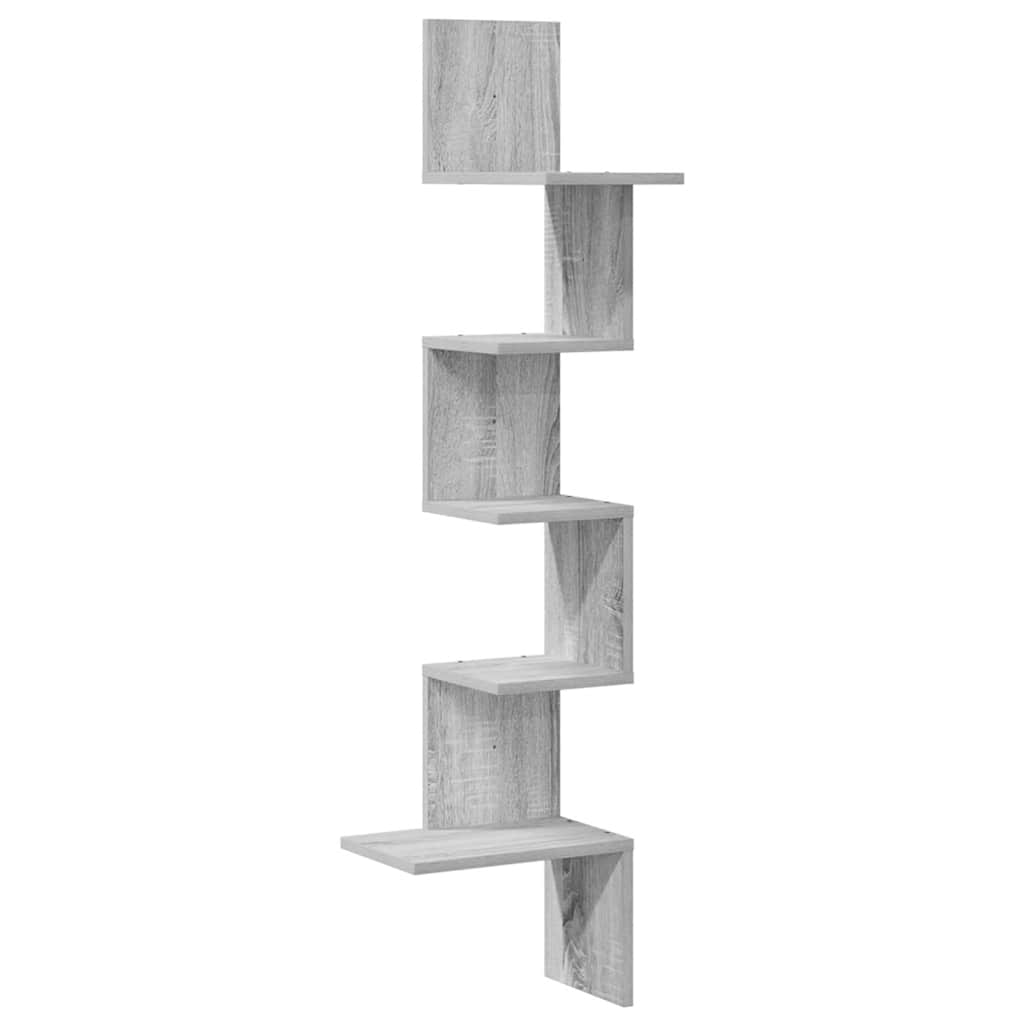 Hoekwandschap 32x32x127,5 cm bewerkt hout grijs sonoma eiken is nu te koop bij PeponiXL, paradijselijk wonen!