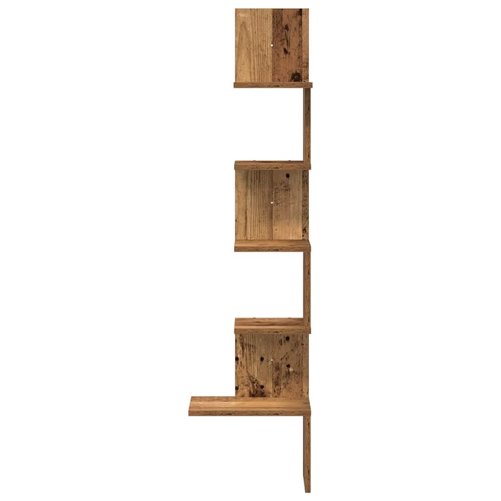 Hoekwandschap 32x32x127,5 cm bewerkt hout oud houtkleurig is nu te koop bij PeponiXL, paradijselijk wonen!