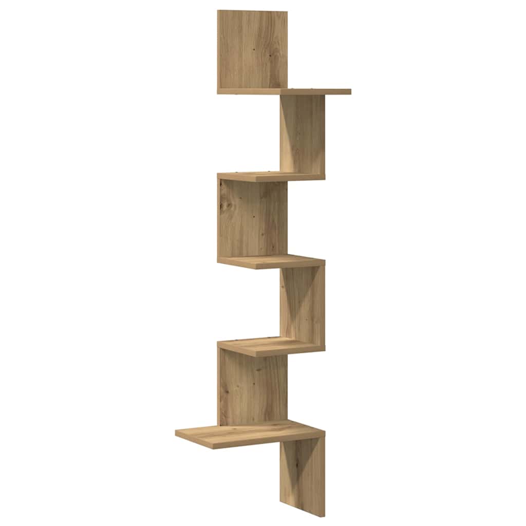 Hoekwandschap 32x32x127,5 cm bewerkt hout artisanaal eiken is nu te koop bij PeponiXL, paradijselijk wonen!