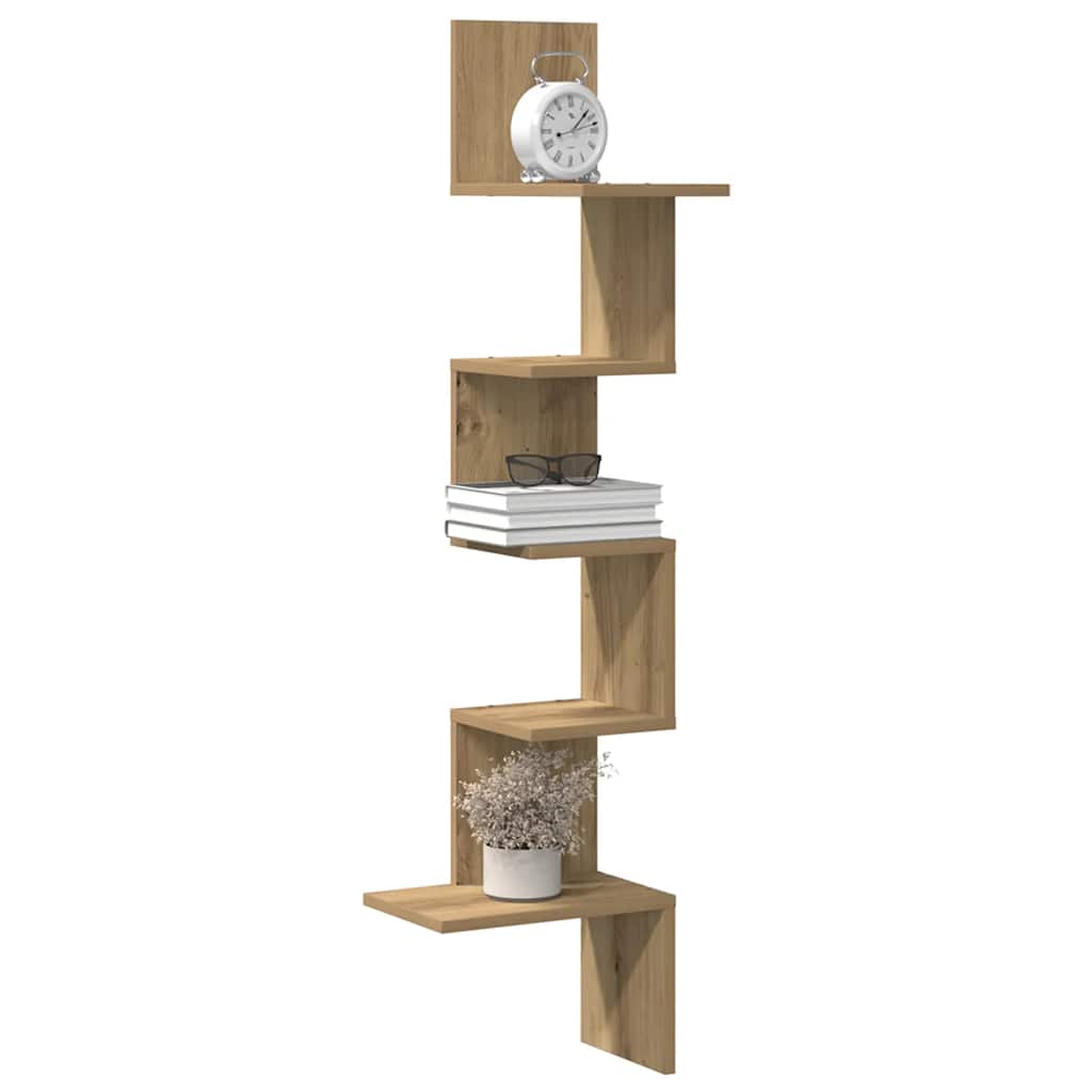 Hoekwandschap 32x32x127,5 cm bewerkt hout artisanaal eiken is nu te koop bij PeponiXL, paradijselijk wonen!