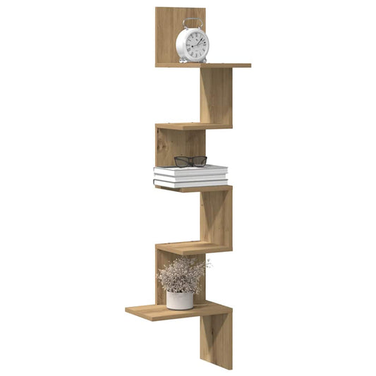 Hoekwandschap 32x32x127,5 cm bewerkt hout artisanaal eiken is nu te koop bij PeponiXL, paradijselijk wonen!