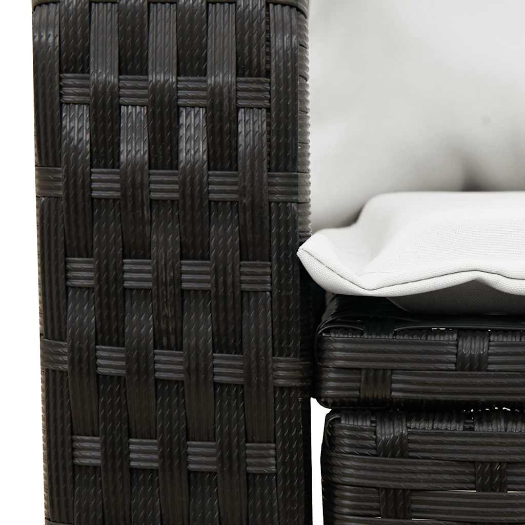 Tuinschommelstoel met kussens poly rattan zwart is nu te koop bij PeponiXL, paradijselijk wonen!