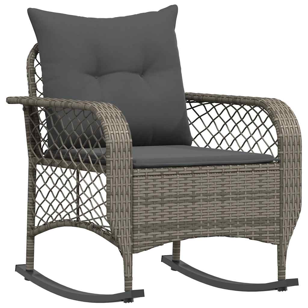 Tuinschommelstoel met kussens poly rattan grijs is nu te koop bij PeponiXL, paradijselijk wonen!